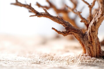 Bare Tree Branch on Light Surface with White Background