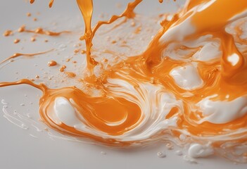 Wall Mural - white color orange paint oil liquid widescreen wallpaper watercolor motion graffiti yellow illustrat