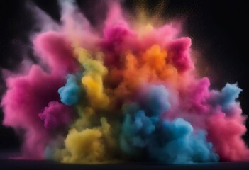 Wall Mural - holi particles motion festival painted freeze multi color splash abstract dust powder explosion back