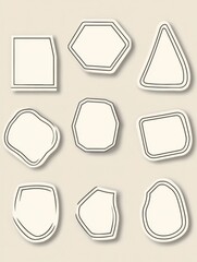 Aufkleber - Empty outlined sticker shapes arranged on a flat beige background for clean design purposes in various geometric forms