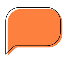 minimal orange speech bubble doodle vector sticker, flat message box, blank chat box element, frame 
