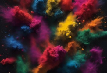 Wall Mural - color rgb garland dark isolated paint black background colorful holi party beautiful peace wide expl