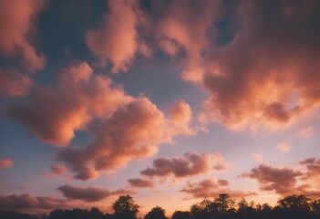 Wall Mural - during colorful sunset vertical clouds shot nature air summer white beauty colourful landscape backg