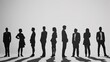 © Mohsin - Black and White Silhouettes of Business Professionals in Formal Attire, Showcasing Diverse Body Types, Clean Lines, and a Minimalist Lineup Representing Corporate Team, Leadership, and Professional Un
