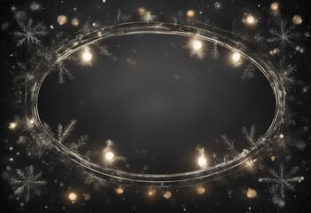 Wall Mural - christmas frame black oval new year tree branch christmassy topview fir background happy holiday car