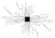 © Andrew L - Processor with chips, computer board with electronic tracks PNG. Modern technology in the development of artificial intelligence. Technological illustration with a computer processor