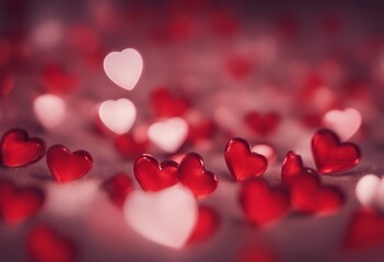 Wall Mural - red light abstract background defocused hearts gleam maroon christmas decoration gift design bright 