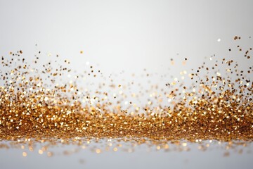 Wall Mural - a shimmering gold glitter dust on a clean white background creates a sparkling effect.
