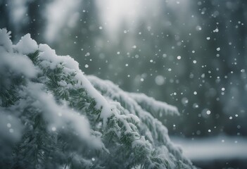 Wall Mural - green background falling scenery snow winter image holiday season beautiful festivity celebration na