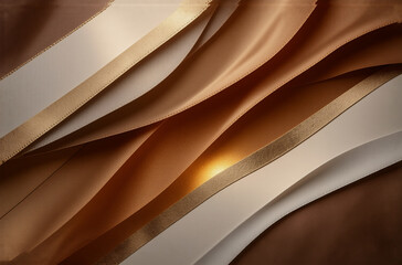 Wall Mural - abstract beige, brown, gold waves create elegant flow. soft light enhances depth and texture of curv