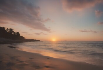 Wall Mural - summer sunset background beach paradise ocean sunlight seascape sand nature holiday tropical travel vacation tree landscape relax sunrise sky island palm horizon water wave illustration tour tourism