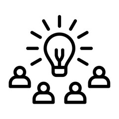 creative team outline icon. collaboration black line illustration.