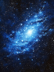 Wall Mural - Brilliant blue galaxy speckled with countless stars radiates light in a vast and mesmerizing cosmic expanse.