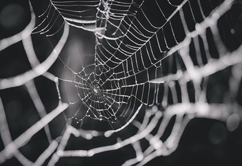 Wall Mural - black spiderweb white background grunge spider's web concept creepy net scarey abstract texture haun