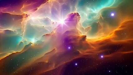 Wall Mural - Spectacular nebula featuring clouds of interstellar dust, gas, vibrant colors, and radiant stars in the deep, dark cosmic expanse
