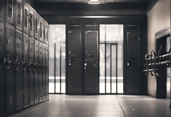 Wall Mural - gym 3d color open illustration lockers door school black one night health high grey light closet student college fitness safe dark club public combination locker background closed room 1 lock