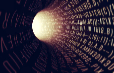 Wall Mural - tunnel, information or highway as streaming, data or digital, software or abstract of metaverse. fut