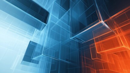 Wall Mural - abstract geometric cubes in a futuristic structure