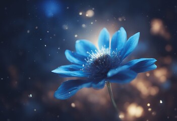 Wall Mural - space glowing flower blue dark explosion forever power outer shine line black element astronomy brig
