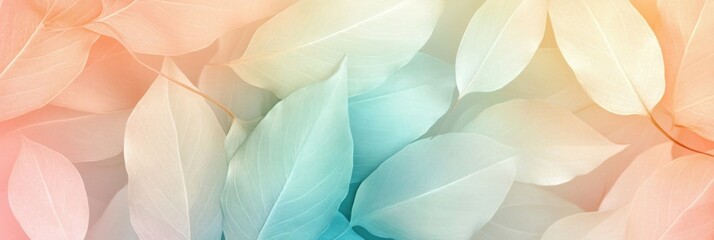 Aufkleber - Elegant pastel leaf pattern with soft natural background showcasing organic curves and serene colors in a peaceful setting