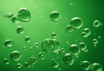 Wall Mural - bubbles filled bottom liquid black background green clear water wet nature colours cold ripple wave 