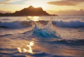 Wall Mural - hawaii heart shaped paradise beautiful background splash tropical tranquil nature island wave sunset colorful sky blue maui scenic phenomenon scene creating clear breaking sunny evening cloud sea