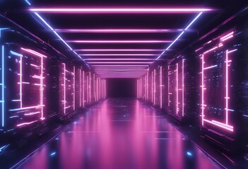 Wall Mural - background structure artificial connection center bright lights illustration neon data intelligence 