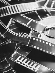 Aufkleber - Capturing moments through black and white film strip with scattered frames showcasing retro photography vibes and timeless memories