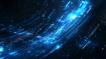 Abstract blue digital data stream; futuristic background