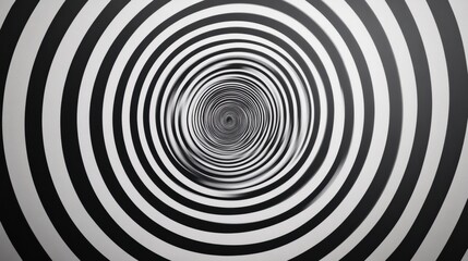 Fototapete - Dynamic op-art design featuring concentric circles creating an illusion of depth and movement in contrasting black and white colors