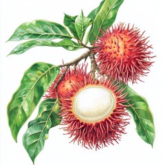 vibrant rambutan fruit illustration