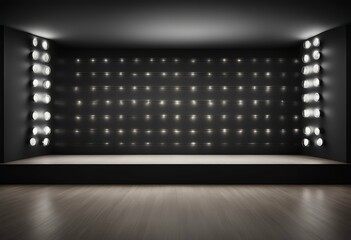 Wall Mural - row spotlights wall empty black room home indoor cement apartment house withering blank office eleme