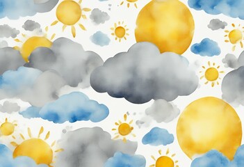 Wall Mural - pattern cute texture watercolor cartoon yellow textile background seamless gray kids elements design
