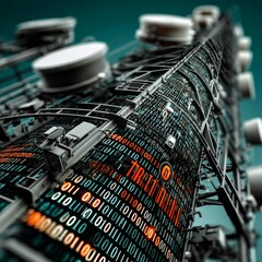 Aufkleber - Data Tower: The Digital Backbone of Modern Communication, displaying a Threat warning