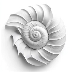 Wall Mural - elegant and minimalistic abstract background featuring a white spiral seashell design with intricate