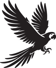parrot black silhouette vector, vector illustration of a black parrot