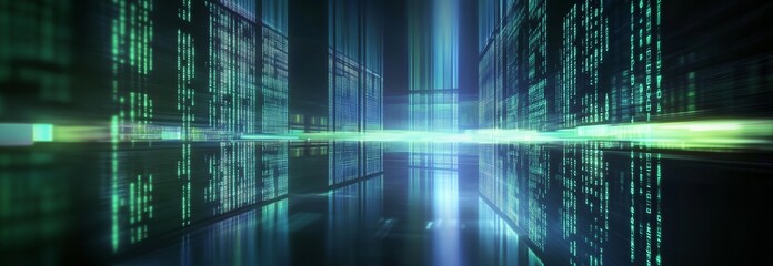 Abstract Digital Background with Data Center and Binary Code