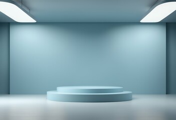 Wall Mural - background stage blue podium pedestal product display studio art light rendering backdrop room 3d sh