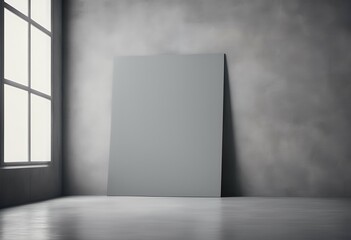 Wall Mural - poster vertical mock gray canvas background floor wall blank gallery office empty picture creative clear art up modern print neutral typography template wrapped interior photo room home workplace