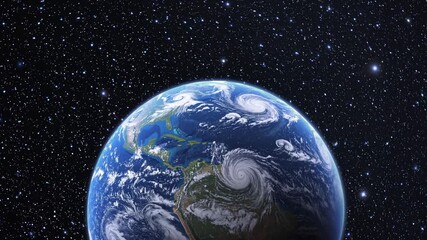 Wall Mural - a video still of earth from space, showcasing the planet's vibrant colors against a starry backdrop.