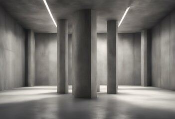 Wall Mural - 3d modern lighting empty side abstract concrete illustration left industrial interior from indirect room pillars template background textured grey design blank cement structure wall construction