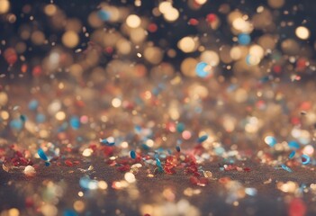 Wall Mural - fond sur plusieurs confettis projections dorrcs transparent gold product thank you vertical fireworks new year confetti projection first announcement cotillion title prize particle joyful background