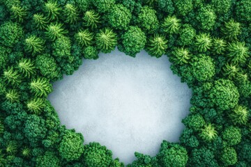 Aufkleber - Minimal earth outline surrounded by lush miniature trees in a clean design emphasizing natures beauty and balance