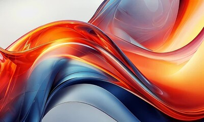 Wall Mural - Dynamic Abstract Fluid Waves in Vibrant Orange and Blue Colors with Smooth and Flowing Motion in a Modern Artistic Design