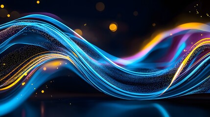 Wall Mural - Dynamic Blue and Orange Light Waves Creating an Abstract Motion Background with Soft Bokeh
