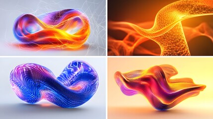 Wall Mural - colorful abstract fluid design with dynamic waves and sparks in a digital space