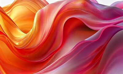 Wall Mural - Colorful Abstract Waves Flowing in Shades of Orange and Pink with Smooth Textures and Soft Transitions in a Dynamic and Artistic Composition.