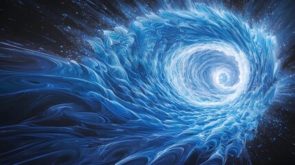Wall Mural - Dynamic Abstract Representation of a Blue Whirlpool in a Cosmic Space Environment