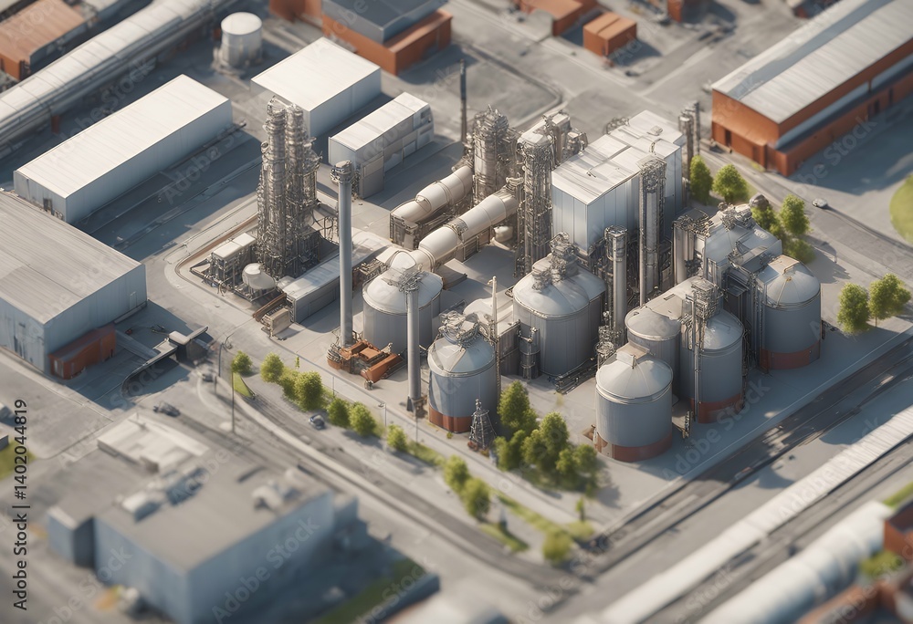 render background industrial plant production isometric view 3d ...