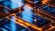 © chusnul - A close-up view of multiple smartphones displaying vibrant digital interfaces on a tech background